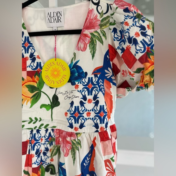 Alden Adair Colorful Floral Checkered Dress - Picture 4 of 7